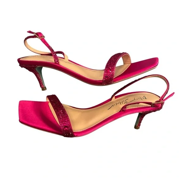 Betsy Johnson Rebel Sling back Kitten Heels Sandals in Fuchsia Women’s size 7.5 - Picture 8 of 12